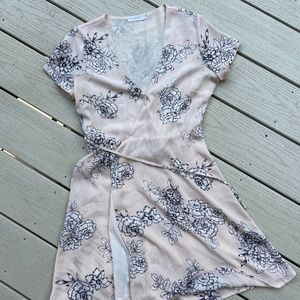 LUSH Light Pink Floral Wrap Dress, Size S